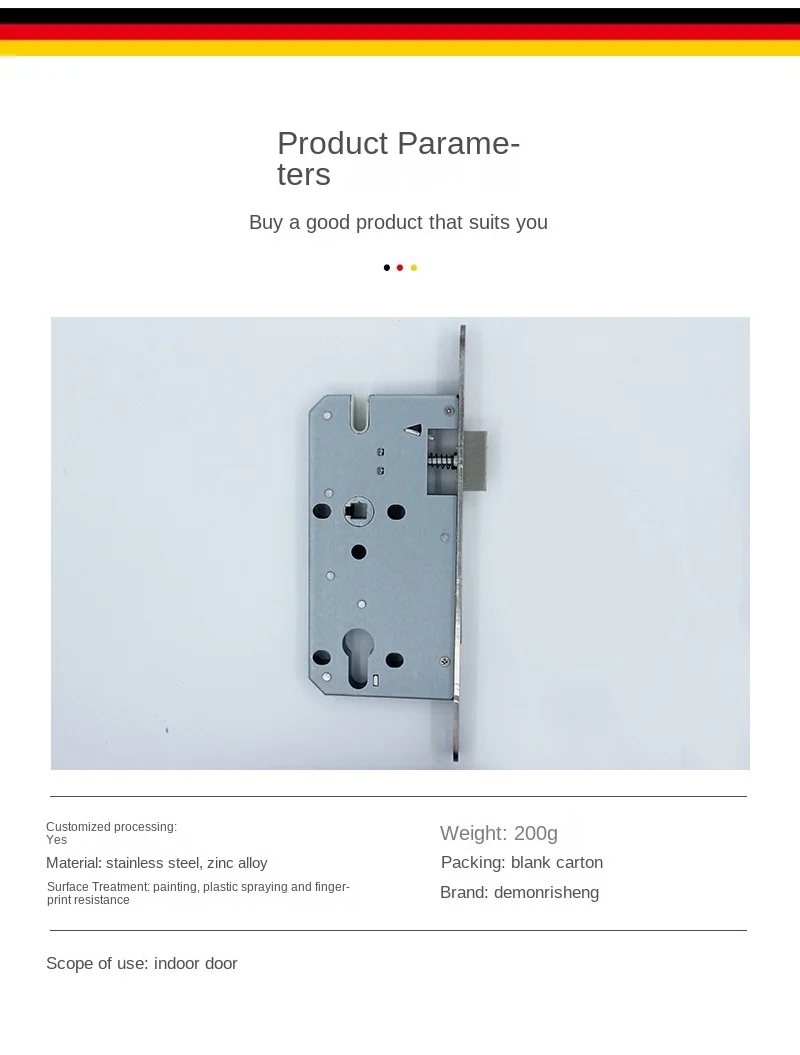 

7260 lock body passage door, fireproof and anti-theft wooden door handle, mechanical door lock, lock accessories, stainless stee