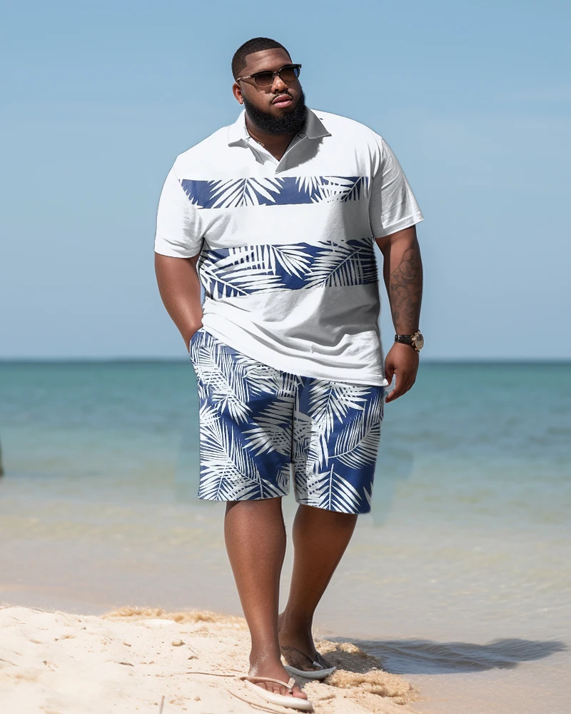 Biggmans L-9Xl Shirt Two Piece Sets for Men's Clothing Hawaiian Beach Maple Comfort Leaf Lapel Large Big Plus Size Top Suit