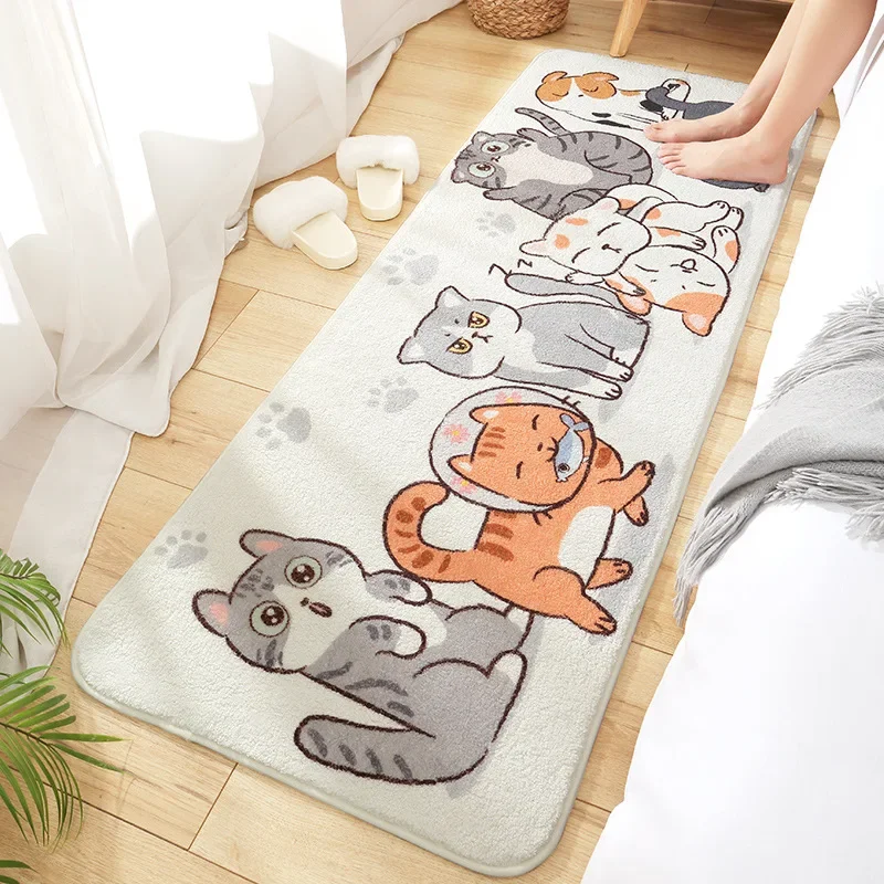 Long Floor Mat Bedside Rug Super Soft and Comfortable Lamb Velvet Foot Mat Non-Slip Absorbent Bathroom Door Bedroom Carpet floor mat
