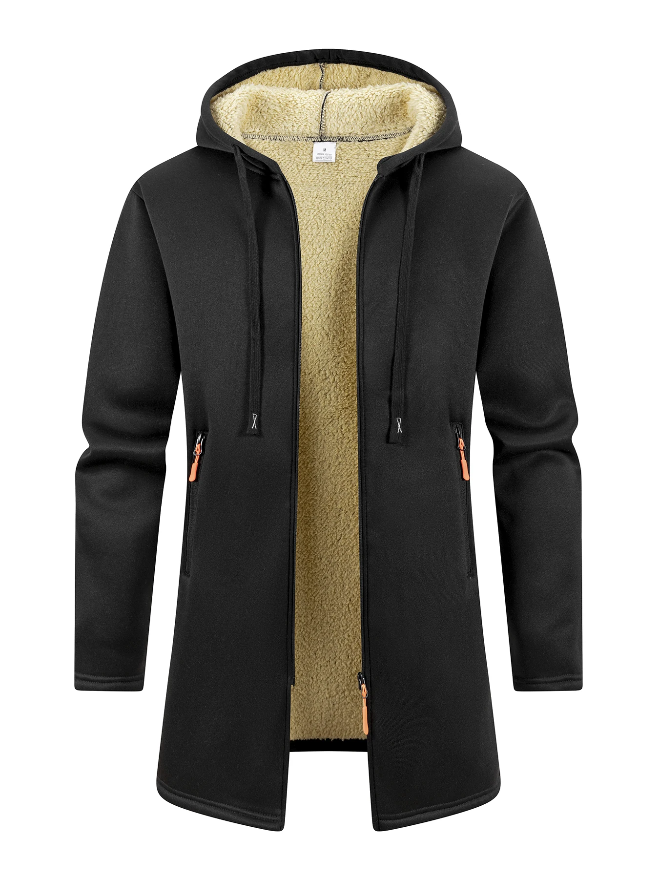 Men's Thickened Overcoat Jackets Winter Warm Zipper Hoodies Long