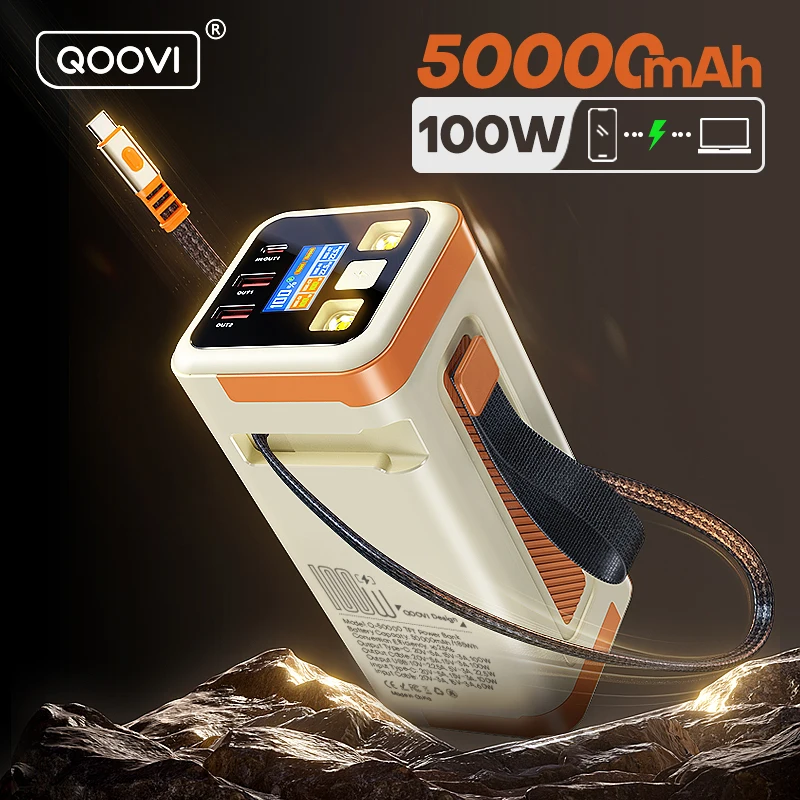 QOOVI 50000mAh Power Bank PD 100W Fast Charging Portable Large Battery Capacity Power Station For iPhone Laptop Samsung Xiaomi - AliExpress