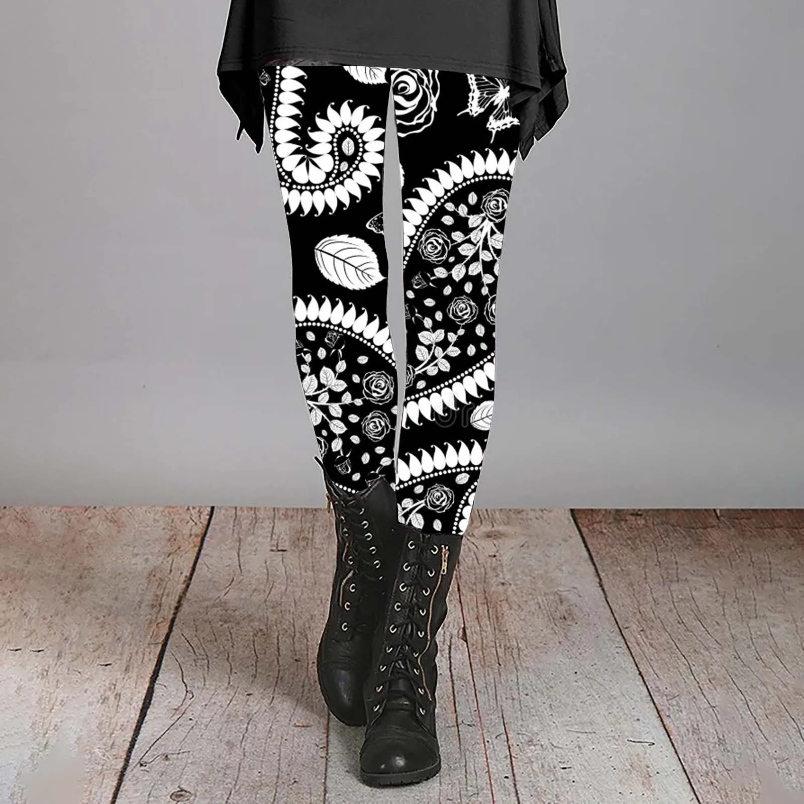 Women's Autumn And Winter Leggings Artistic Splash Printed Soft Stretchy Pants