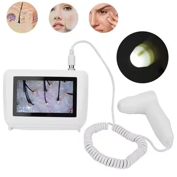 50X/200X Analizzatore di pelle portatile Macchina da 5 pollici Rilevatore del cuoio capelluto Follicolo pilifero Tester di umidità dell'olio Monitor per la cura della pelle Ricaricabile