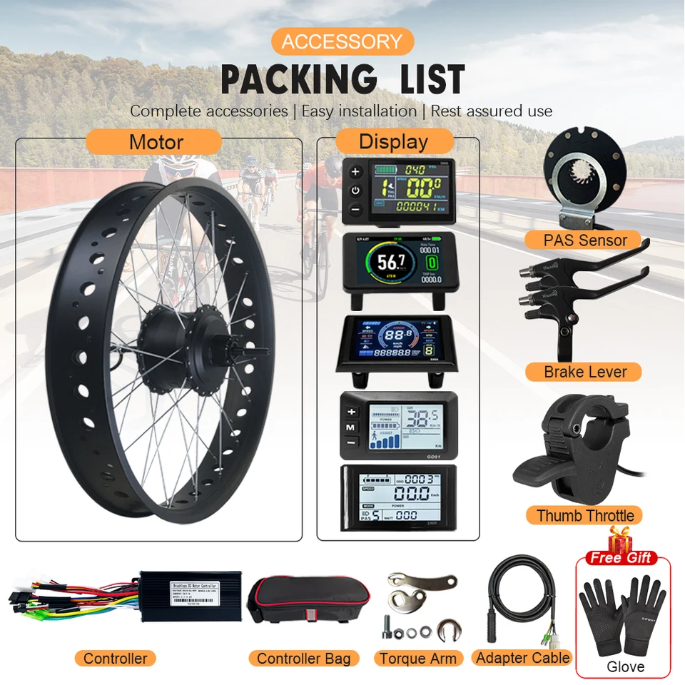 Moteur Velo Kit De Conversion 48V 1500W EBike Fat Tire Approuv Ce B 1031430
