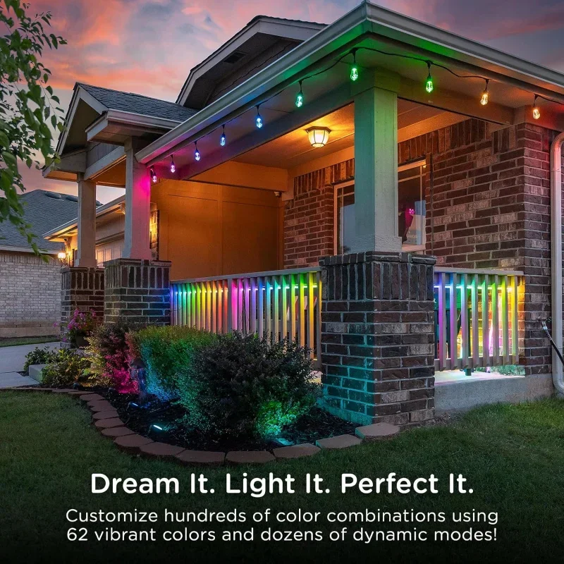 Premium LED Smart Garden Lights, 12 Landscape Lights, 110ft Cord Plus 22ft Lead Wire, Compatible With Alexa And Google Play