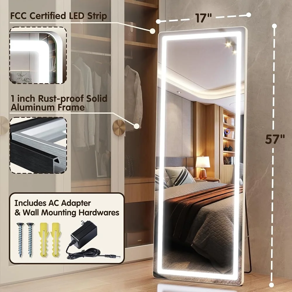 Lighted Full Length Floor or Wall Mirror 4