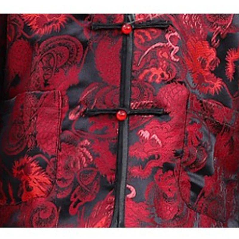 Boys Kids Chinese Tang Suit Jacket Traditional Costume Dragon Print Coat New Year Christmas Winter Outfit