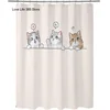 Puppy Cat Cute Cartoon Shower Curtains Washable Fabric Polyester For Bathtub Art Bathroom Decor Partition With Hooks Waterproof 5