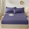 100% Cotton Fitted Bed Sheet With Elastic Band Solid Color Anti-slip Adjustable Mattress Cover For Single Double King Queen Beds 5