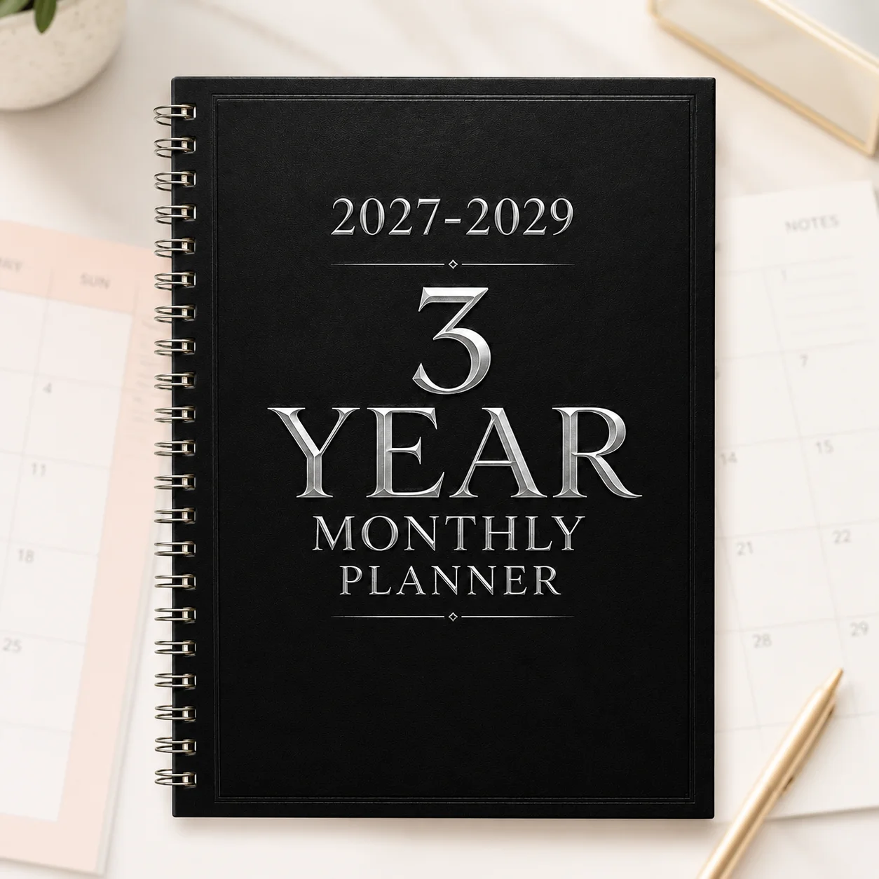 Agenda Mensile 2027-2029, Planner a Spirale A5, Organizer Minimalista per Obiettivi, Appuntamenti e Pianificazione a Lungo Termine - immagine 3