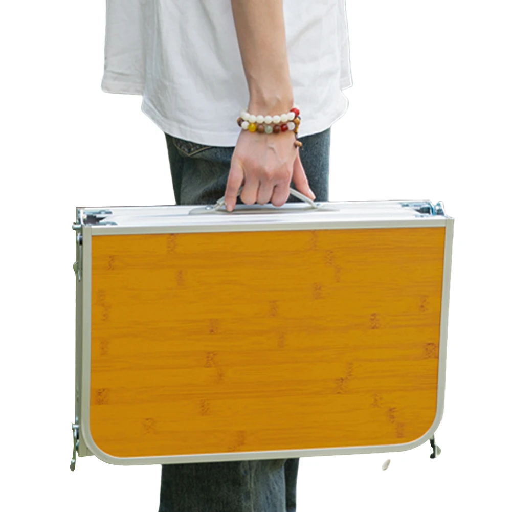 Folding Camping Table 3 Fold with Handle Lightweight Camp Tables with Aluminum Legs Foldable Beach Table Camping Accessories