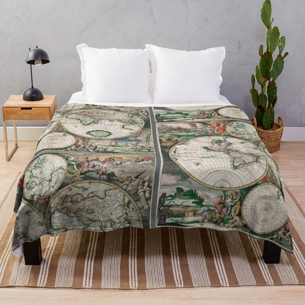 

old medieval map Throw Blanket Flannels Blanket Hairy Blankets Sofa Quilt