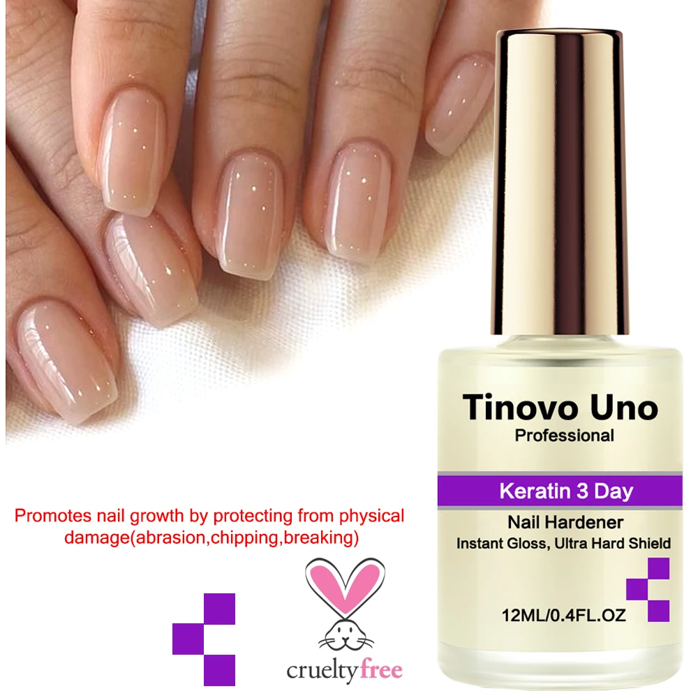 Nail Hardener Tinovo Uno Keratin 3 Day Nail Growth Instant Gloss Nail Hardener Strengthener No Bake Polish Finish Manicure Normal Lacquer nail hardener