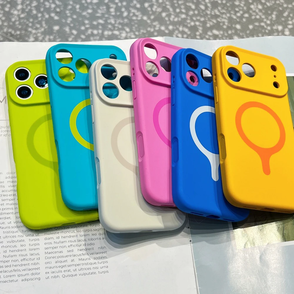 Magnetic Liquid Silicone Shockproof Phone Case with Magsafe Wireless Charging Compatibility