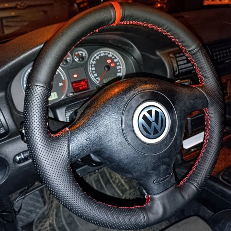 Für Volkswagen VW Golf 4 Passat B5 1996-2003 Seat Leon Polo Braid Auto Lenkrad Abdeckung Mikrofaser Leder auto Zubehör