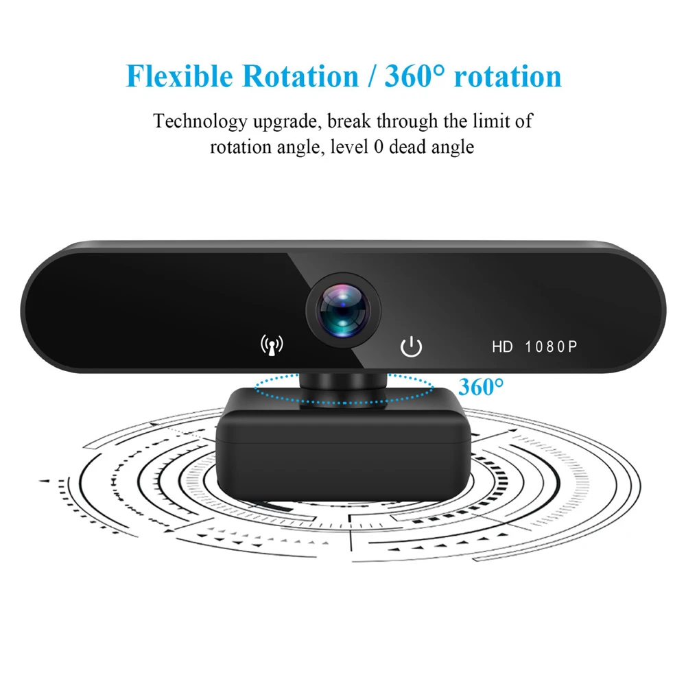K12 1080P Webcam Full HD Computer PC WebCamera with Microphone Rotatable Cameras for Live Broadcast Video Calling Conference Work