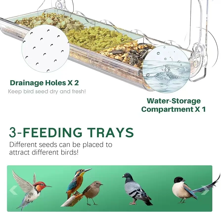 Transparent Window Viewing Bird Feeder For Outside Bird House With Strong Suction Cups Outdoor Feeders Wild Watching