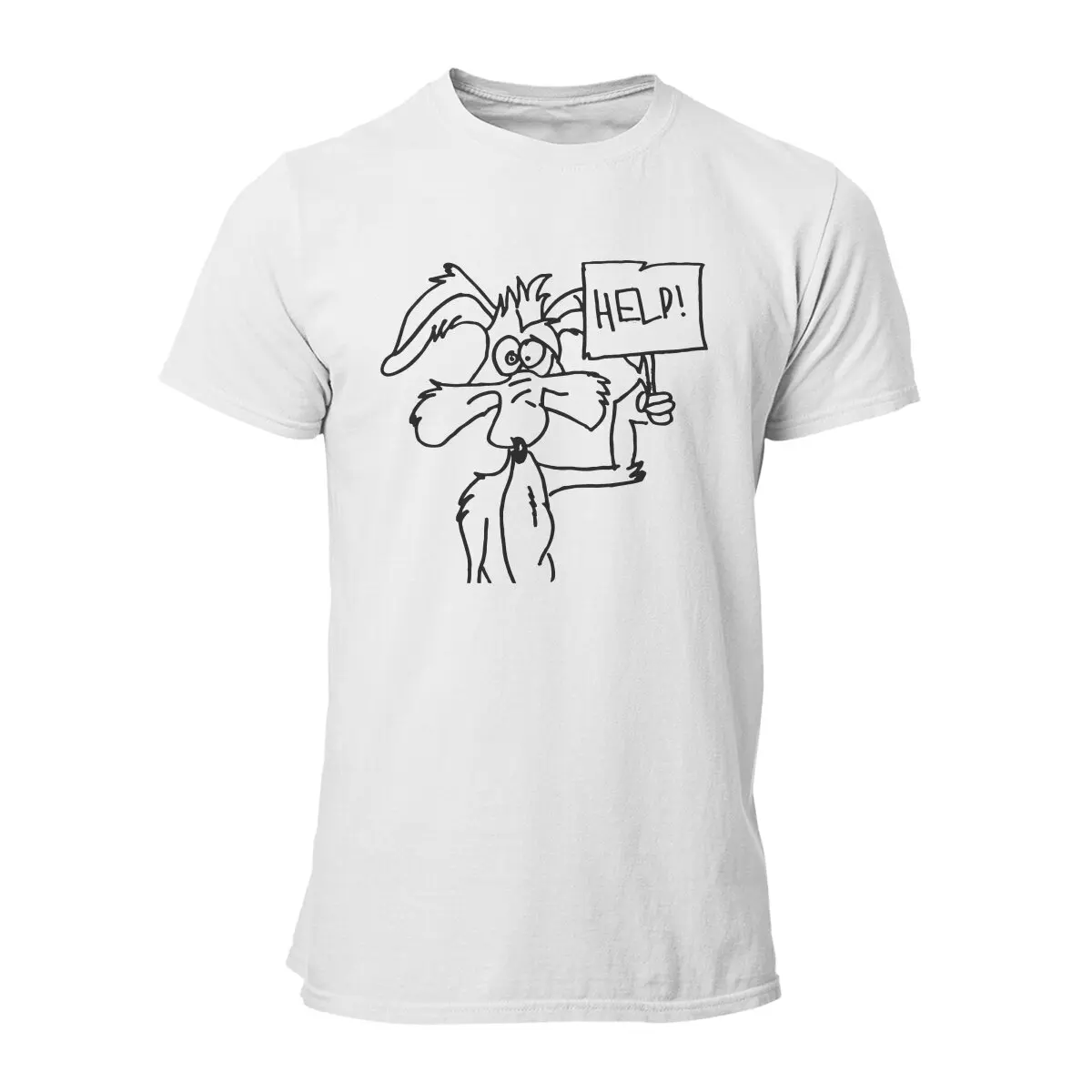 

Help Roadrunner Wile Coyote Cartoon T-Shirt for Men Vintage Cotton Tee Shirt Round Neck Short Sleeve T Shirt Graphic Clothes