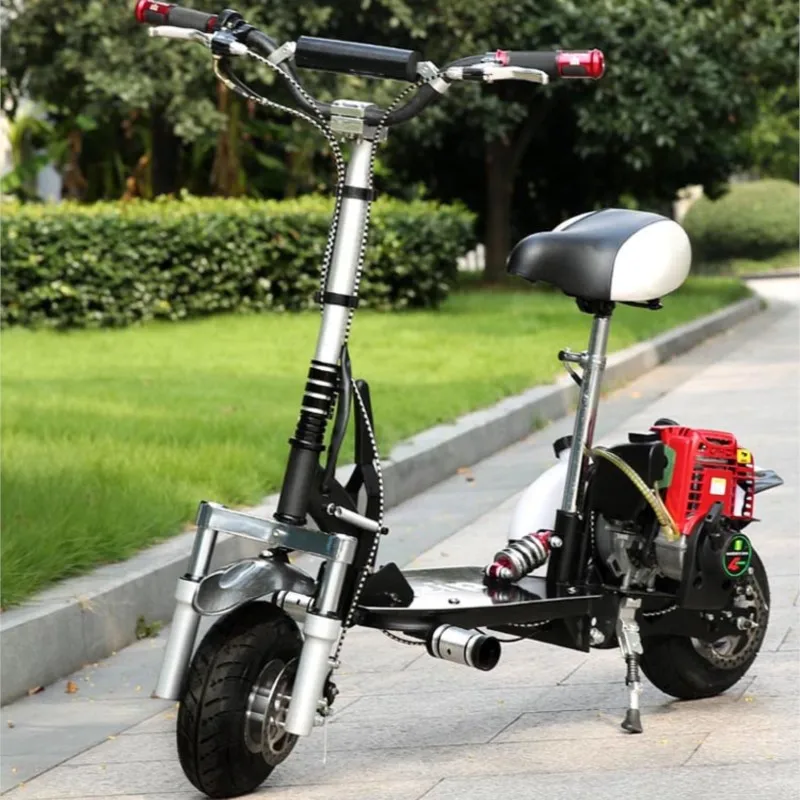 49 cc Two Wheels 4 Stroke Gasoline Scooters Folding Pedals Miniature Walking Gas Scooter