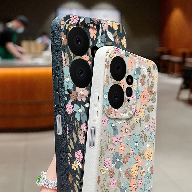 Floral Leather Texture TPU Soft Phone Case