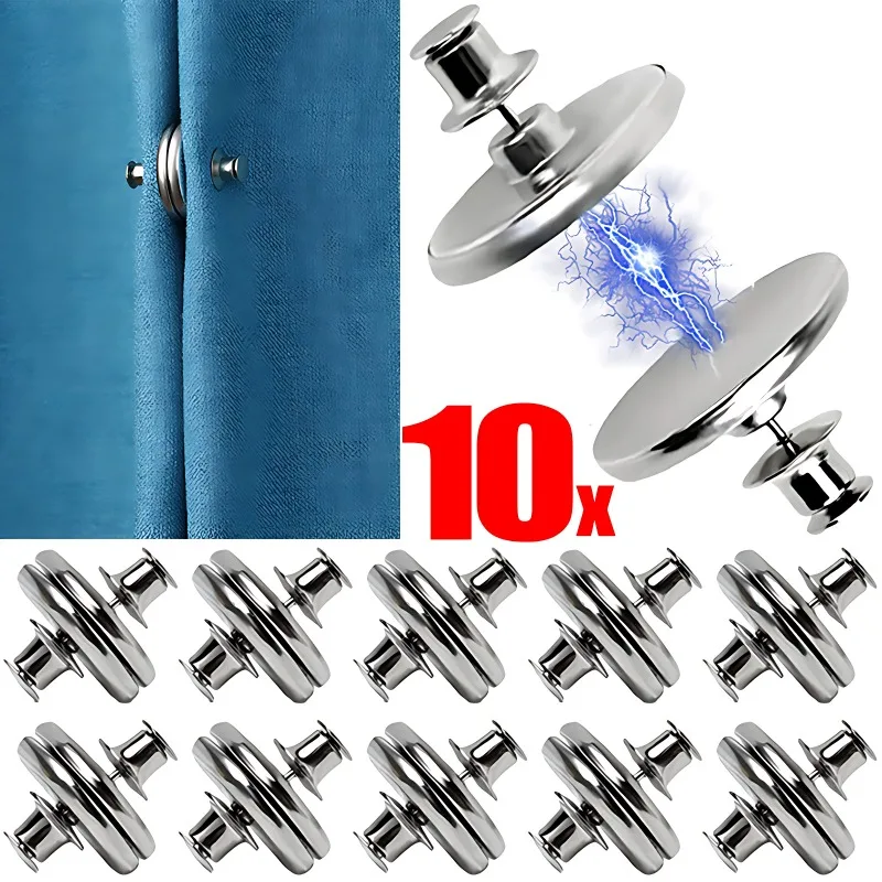 1-10Pairs Magnetic Curtain Button Nail Free Detachable Window Screen Close Magnet Buckle Holders Adjustment Curtain Close Clips new flower shaped magnet curtain tieback magnetic retractable curtain decoration clip on holder tie backs