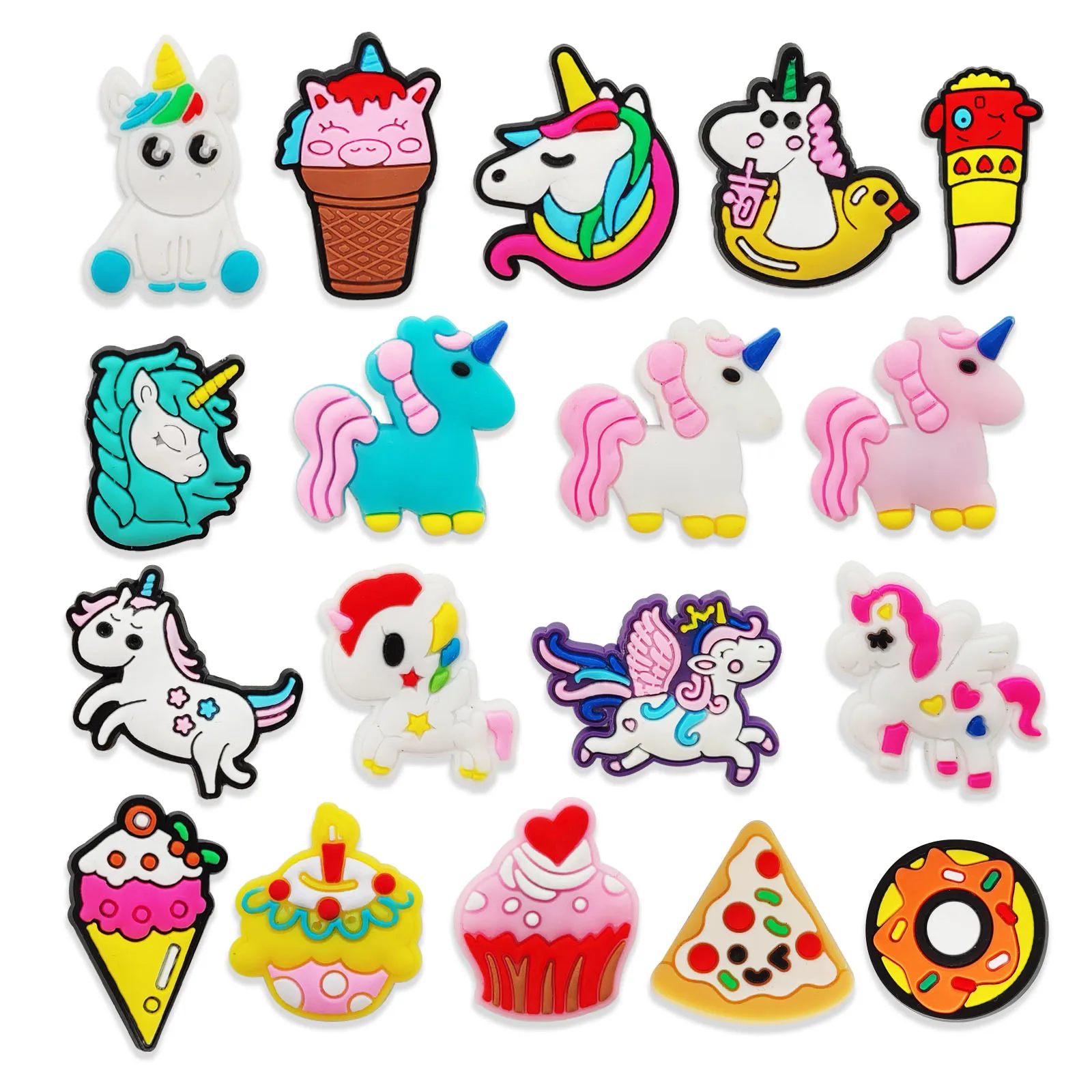 18 Stück süße Einhorn-Schuhdekorationen, Charms für Crocs-Schuhornamente, perfekt für Weihnachten und Geburtstagsfeier