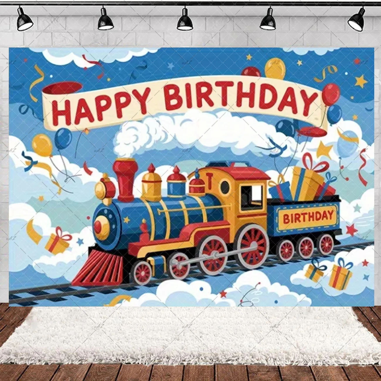 Cartoon Retro Zug Kind Geburtstag Party Dekorationen Kleine Zug Hintergrund Luftballons Kuchen Topper Kind Geschenke Baby Dusche Liefert – Detail 3