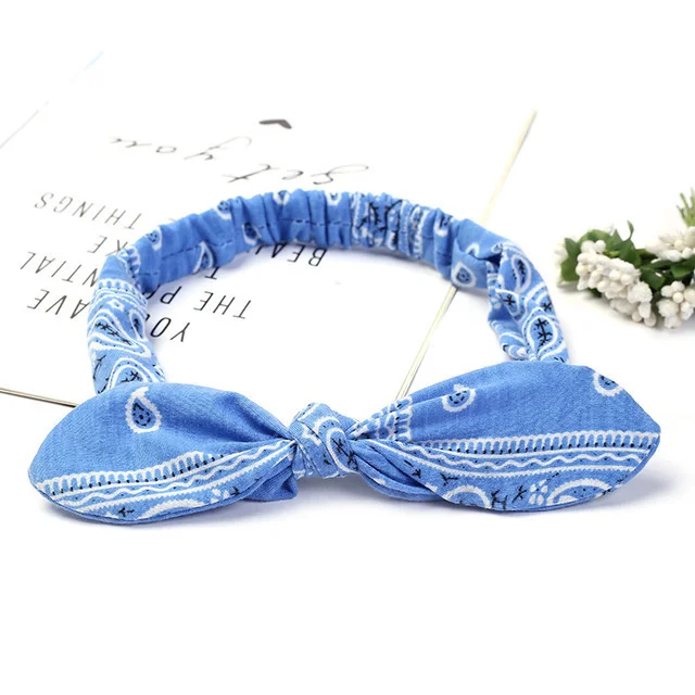 Boho Bogen Stirnbänder für Frauen Vintage Paisley Bandana Blume Gedruckt Haarband Elastische Kaninchen ohr Kopf Wrap Nette Haar Zubehör – Detail 13