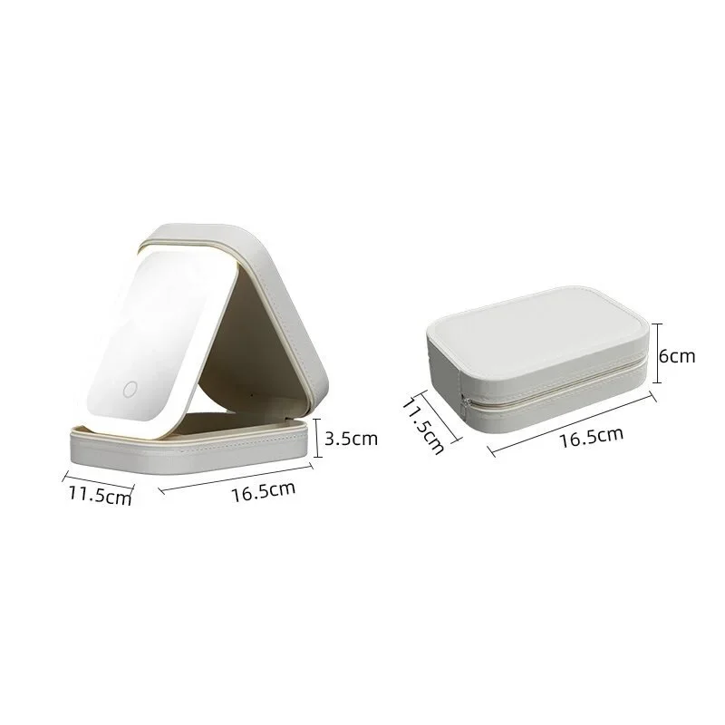 LED Mirror Makeup Storage Box Cosmetics Storage Box Fashion Portable Travel Makeup Bag Simple Makeup Case with Mirror for Woman 6