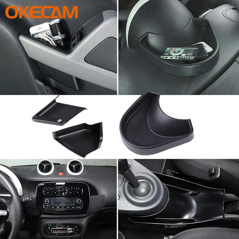 For Mercedes Smart Fortwo Forfour 451 453 2009-2021 Car Storage Box Abs Car Organzier Tray Case For Smart 451 453 Fortwo Forfour