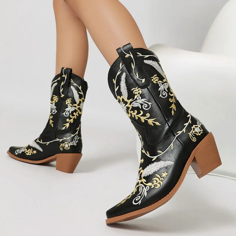 Winter Toto Shoes Ladies Printed Shoes Short Boots for Ladies 6cm Slope Heel Shoes Women's Boots Skirt Boots Matte Leather Woman Shoes - Image 6