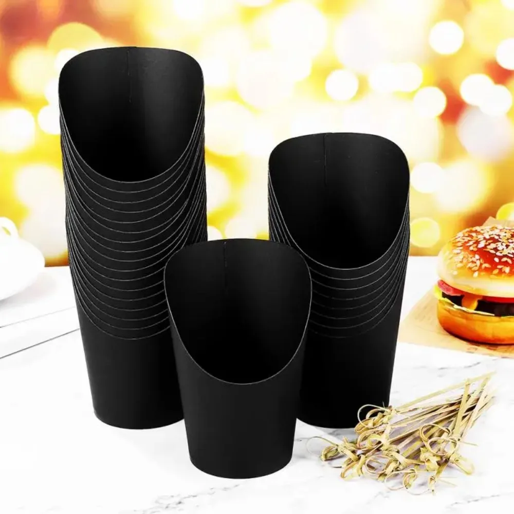 50pcs Disposable Kraft Paper Slant Cup Charcuterie Cups Oil-proof Water Proof Ice Cream Cup Thickened French Fries Sundae