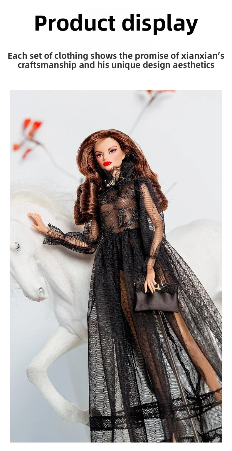 Xianxian Puppe Kleidung Anzug 1/6 Anime BJD 32cm Supermodel Puppe Kleidung Zubehör Mode Schwarz Romantische Mädchen DIY Spielzeug Sammler – Detail 8