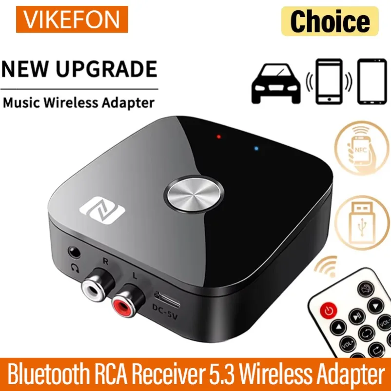 VIKEFON Receiver Bluetooth aptX HD 3.5mm Jack aux for TV Car