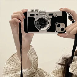 Emily in Paris 3D Retro Camera Shockproof Phone Case with Lanyard - iPhone 13 (Black)