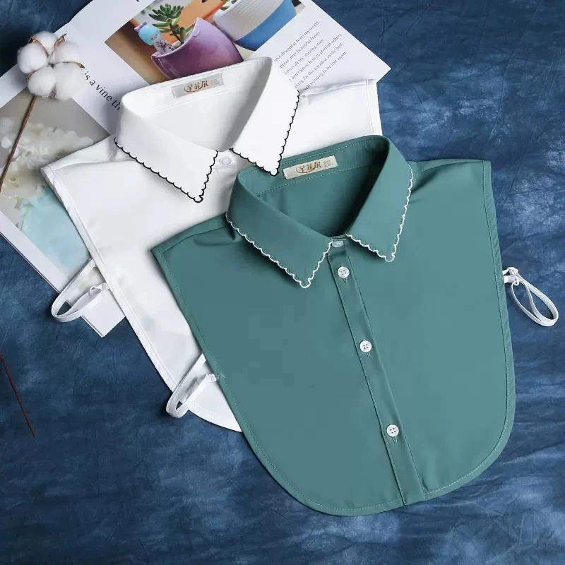 Ricamo Piping Camicia Donna Collari Finti Rimovibile Peto Mujer Chemisier Tie Colletto Finto Collari Staccabili Da Donna Faux Col