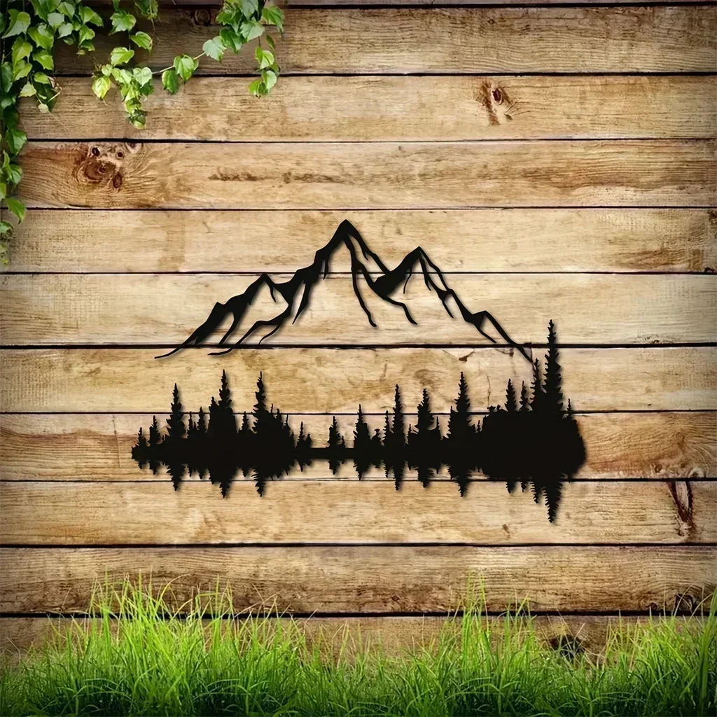 

Metal Mountain and Forest Iron Wall Hanging Art, Hill and Trees Metal Wall Decor Nature and Forest Decoration Wall Decor Metal