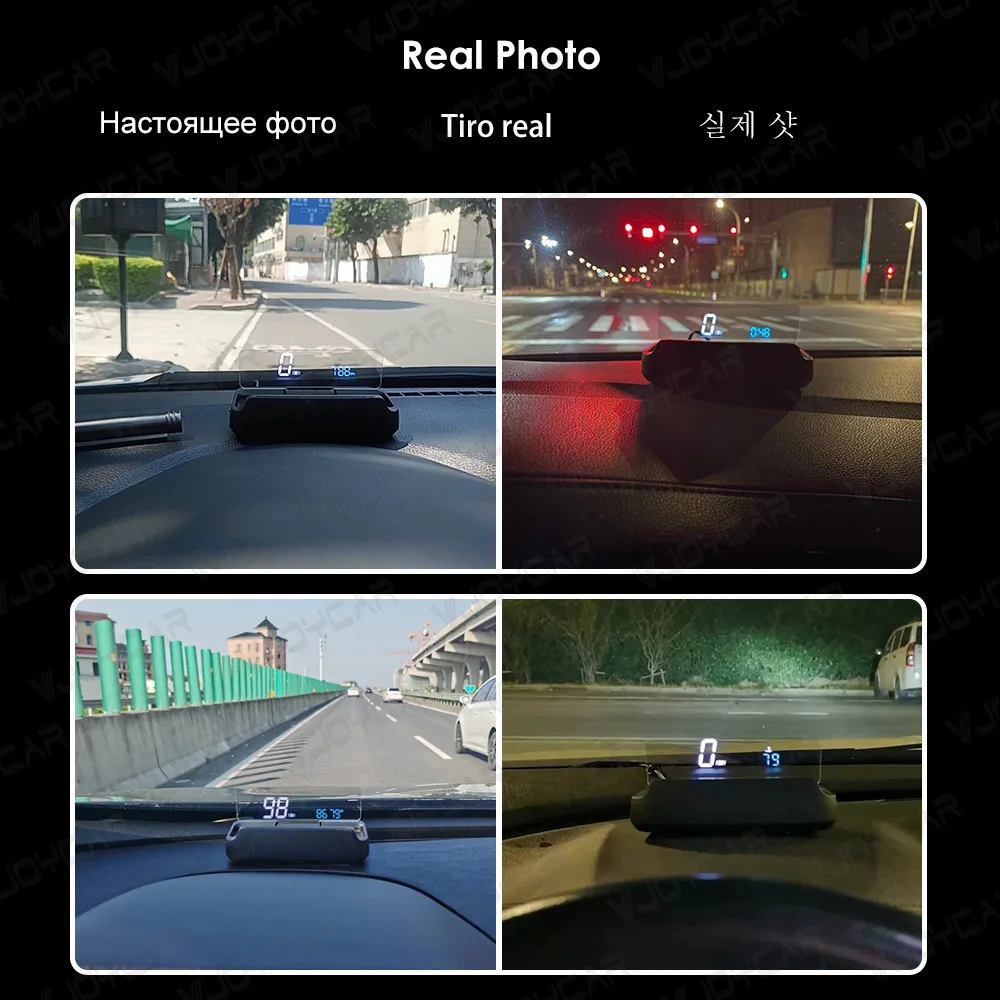 Vjoycar 2023 Newest Auto-Lift Mirror Unique GPS HUD Large & Clear Speed Projector KM/H MPH Clock Car Accessories for All Cars images - 6