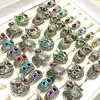 Wholesale 20/50Pcs All Owl Assorted Styles Eye Rings Resale Hot Jewelry Alloy Metal 3