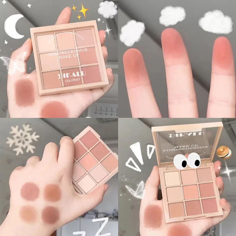 Eye Shadow Eye Shadow Plate 9-Color Eye Shadow Palette Glitter Pearly Eyeshadow Palette Nude Long Lasting Korean Charming Eyes Make Up Cosmetics
