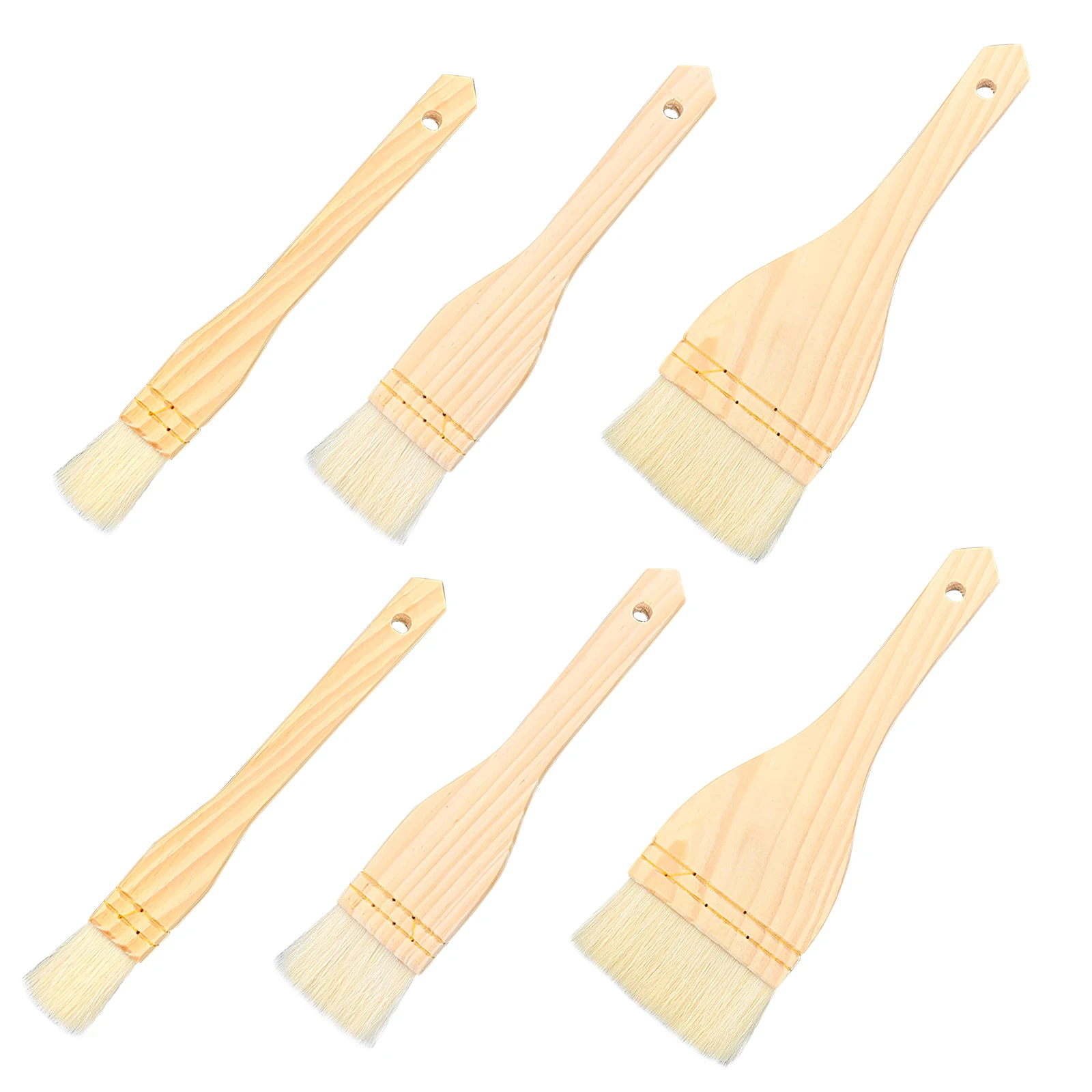 

6pcs Gift Flat Hake Brush For Watercolor With Handle Artist Painting Ceramic Pottery Soft Bristles Background Wash Portable