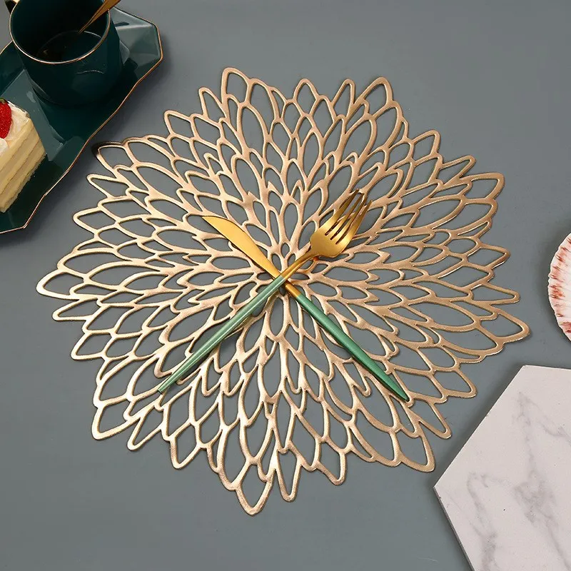 1/6PCS Tischset für Esstisch Hohl Pad Coaster Pads Tisch Schüssel Matten Gold Esstisch Matte Nicht-slip isolierung tisch matte – Detail 1