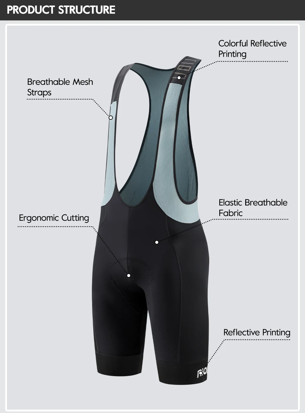 RION Herren Radfahren Trägerhose Mountainbike MTB Gepolsterte Strumpfhosen Fahrrad Kleidung Reiten Lätzchen Dolomiti 8H Fern Atmungsaktiv – Detail 8