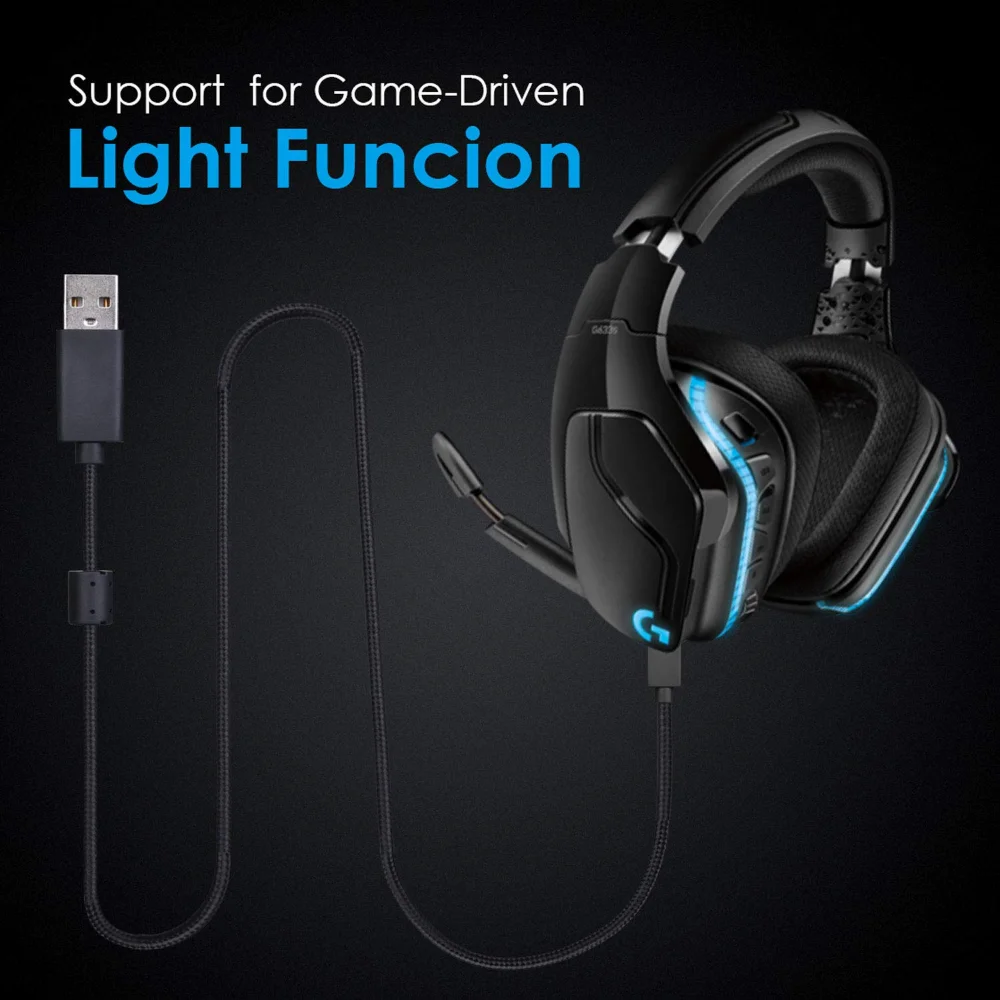 Ofc Nylon Trançado Substituição Usb Carregamento Cabo de Dados de Áudio Cabo de Extensão para Logitech G635 G633 G933 G935 G633s G933s Headsets - Image 2