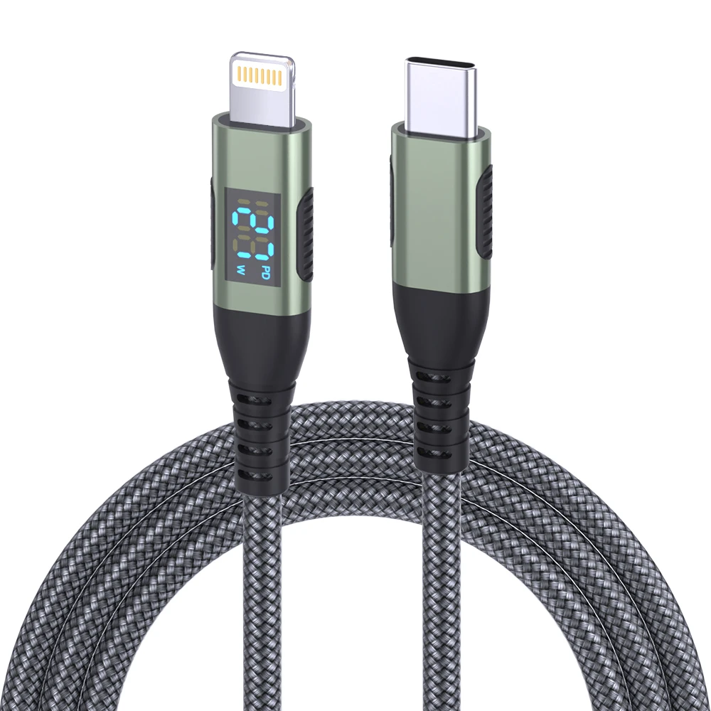 10-Foot USB C to Lightning Cable with LED Display, MFi Certified