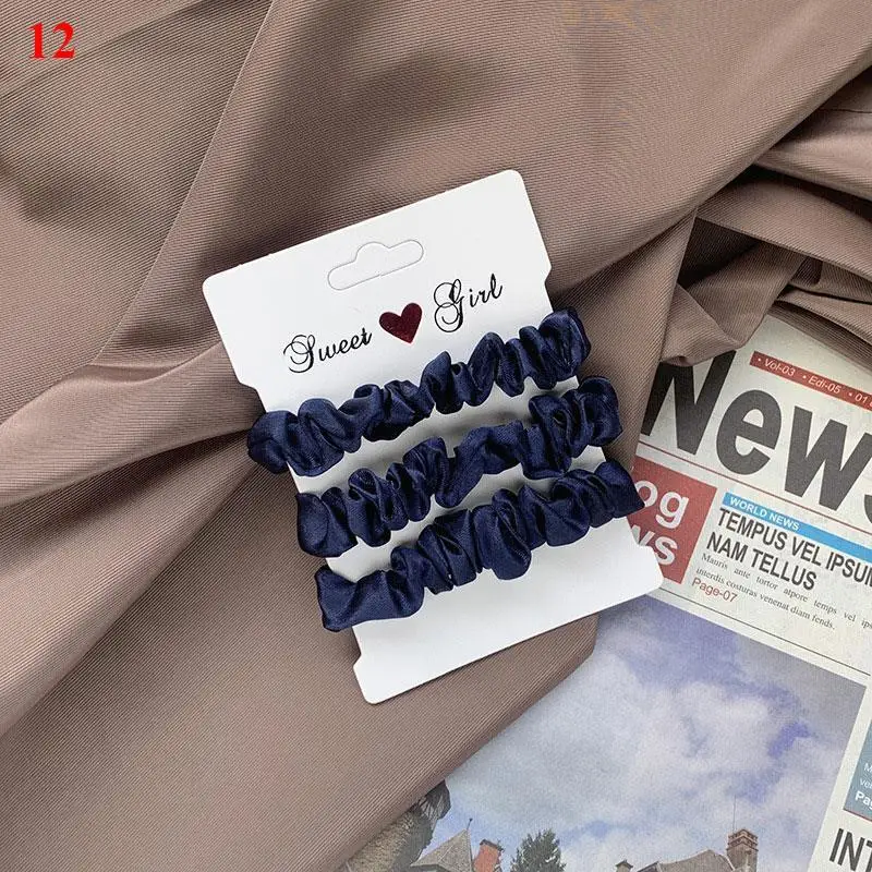 Elegant Silk Satin Hair Scrunchies Set - Smooth, Solid Color Ponytail Holders