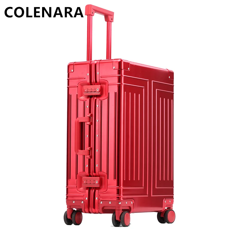 

COLENARA 20"24"26"29" Inch New Suitcase All Aluminum Magnesium Alloy Trolley Case Men Boarding Box with Wheels Rolling Luggage