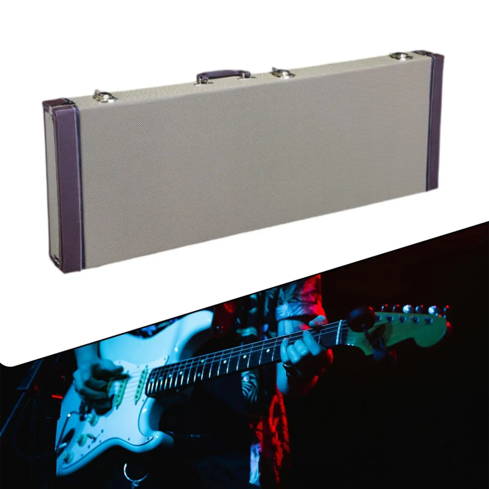 Electric Guitar Case Square Hardshell with Lock Latch Padding Lockable
