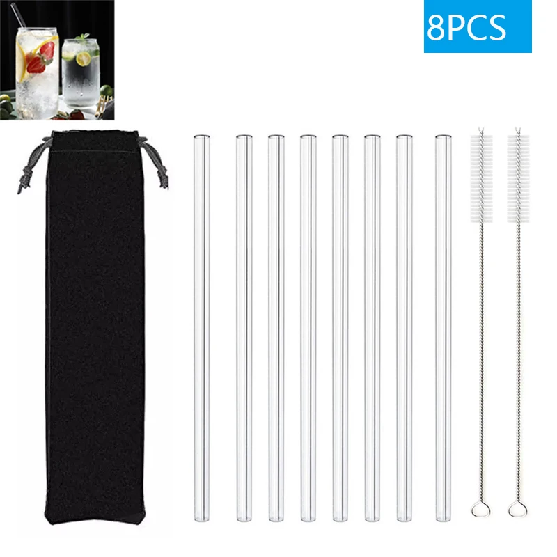 8Pcs Straight Black