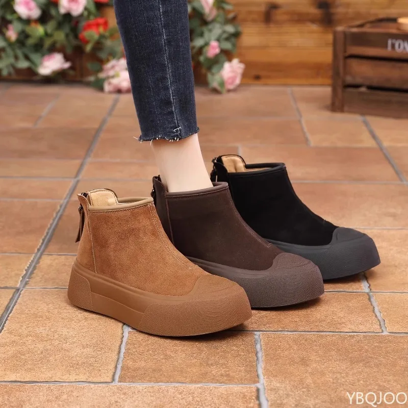 Winter Fashion New Thick Soled Height Increasing Versatile Women's Short Boots with Thick Fleece and Warm Women's Snow Boots